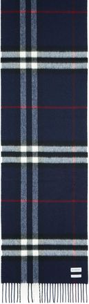 Burberry Mu Giant Check Navy Cashmere Scarf