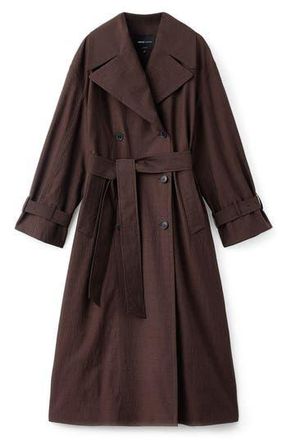 Mango Selection Virgin Wool Blend Trench Coat in Chocolate at Nordstrom Rack, Size Small