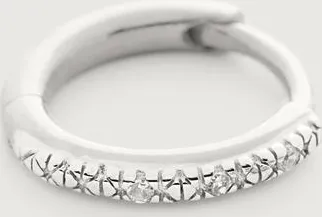 Monica Vinader Sterling Silver Riva Diamond Single Mini Huggie Earring Diamond
