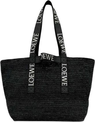 Loewe Pre-owned Tote Bags, female, Black, Size: ONE SIZE Pre-owned Raffia Shoulder Bag
