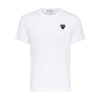 Comme Des Garçons T-Shirts, male, White, Size: 2XS Emblem Rhinestone T-Shirt in White Black