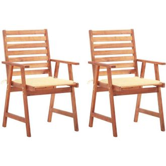 vidaXL Vidaxl - Sillas Comedor De Jard&iacute;n Y Cojines 2 Uds Madera Maciza Acacia