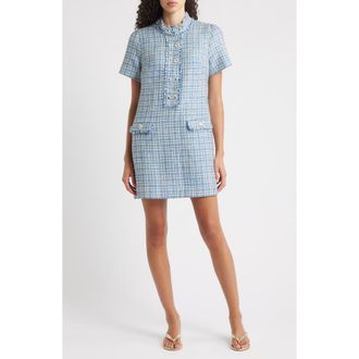 Lilly Pulitzer Teddy Metallic Tweed Minidress in Tangier Teal Ocean Deep at Nordstrom, Size 4