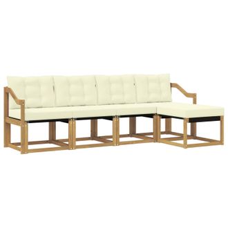 vidaXL Conjunto De Sof&aacute;s De Exterior Con Coj&iacute;n 5 Pcs Blanco Y Crema Vidaxl
