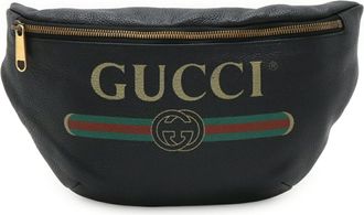 Gucci Black Green Red Color Leather Fanny Pack Sling Bag (Pre-Owned)