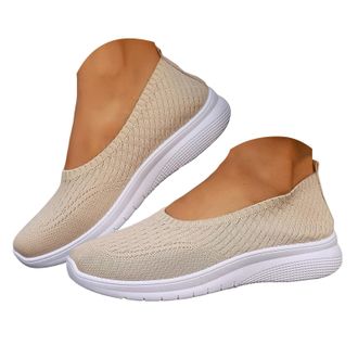 Generic Womens Slip On Tennis Shoes Mesh Knit Casual Walking Sneakers Lightweight Loafer Outdoor Athletic Workout Running Orthopedic Shoes Women Wide Woven Br