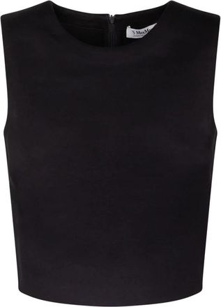 Max Mara Tijdloze Zwarte Ronde Hals Top - Dames - Tops zonder mouwen - Zwart - L - Tops