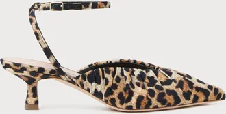 Loeffler Randall Womens Rio Smocked Kitten Heel In Leopard