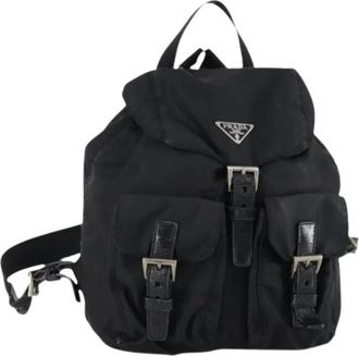 Prada Pre-owned Backpacks, female, Black, Size: ONE SIZE Pre-owned Leather Backpack