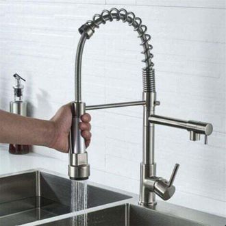 OEM Grifo De Cocina Extra&iacute;ble Con Acabado Cepillado, 2 Tipos De Chorro, Monomando, Giratorio 360&deg;, Con Agua Fr&iacute;a Y Caliente Disponible