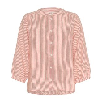 Part Two Striped Grenadine Blouse with Mandarin Collar - female - Part Two - Blouses - Pink - 2XS - Blouses & Shirts