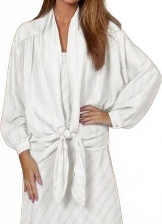 Maven West Tie-Front Shawl Jacket In Optic White