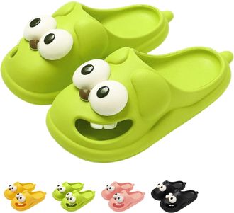 Generic Tongue Kiss Slippers for Women Men, Funny 3D Cartoon Big Eye Dog Slipper Couples, Comfortable and Non-slip (Green, One Size, Adult, Women, 7, Numeric 