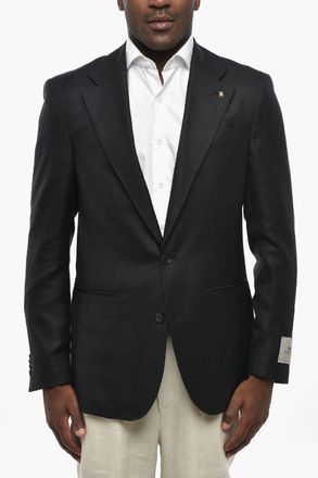 Corneliani CC COLLECTION Blazer Sfoderato in Misto Lana con Tasche a Filo Corneliani