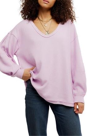 Free People Coast 2 Coast Oversize Thermal Top in Blush Lilac at Nordstrom Rack, Size Medium