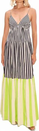 Simon Miller Romi Poplin Dress In Black/cream/lime Multi