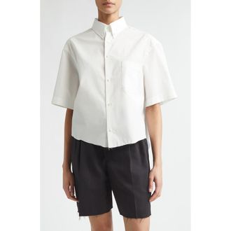 Maison Margiela D&eacute;cortiqu&eacute; Crop Short Sleeve Button-Down Shirt in Off White at Nordstrom, Size 10 Us