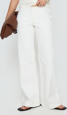 Princess Polly Buenos No Waist Low Rise Straight Leg Jeans in White at Nordstrom, Size 12