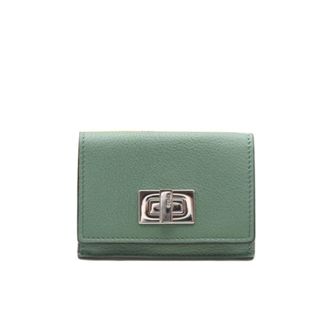 Fendi Silver Green Leather Wallet (Tri-Fold) (Pre-Owned)