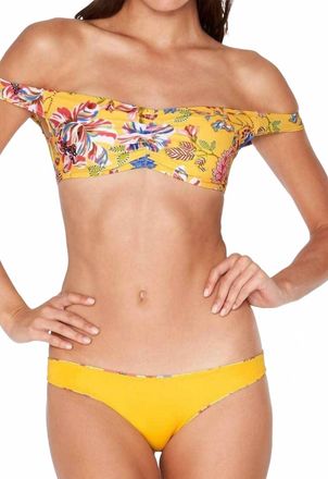 L*Space Pacific Bloom Ziggy Bikini Top In Sunshine Gold