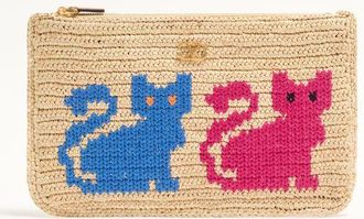 Valentino Garavani Pochette Raffiachat In Rafia Con Ricamo Donna NATURALE UNI