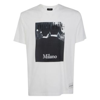 Emporio Armani Icon Jersey T-shirt met fotografische print en borduursel - Heren - T-shirts - Wit - S - Katoen - Tops