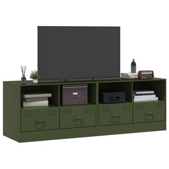 Berkfield Home TV Cabinets 2 pcs Olive Green 67x39x44 cm Steel | Size: 67 x 39 x 44 cm