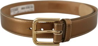 Dolce & Gabbana Kalfsleer Gouden Logo Taille Gesp Riem - Dames - Riemen - Bruin - ONE Size - Leer - Accessoires