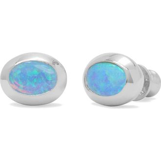Melinda Maria Shes a Boss 8mm Simulated Opal Stud Earrings in Silver-Blue Opal at Nordstrom