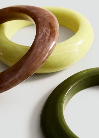 Mango Set 3 maxi bracciali volume combinati verde pastello - Donna - Taglia unica - MANGO