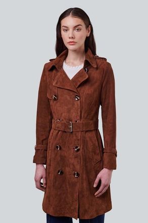 FURNIQ Soho Suede Trench Coat in Chestnut at Nordstrom, Size X-Small