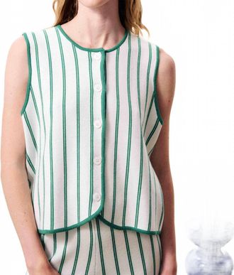 FRNCH Niagara Stripe Vest In Green