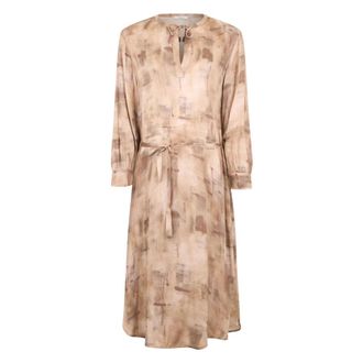 PESERICO Elegante Midi Jurk - Dames - Casual kleedjes - Beige - XL - Kleedjes