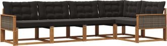 vidaXL Conjunto De Sof&aacute;s De Exterior 5 Uds. Natural Y Negro Vidaxl
