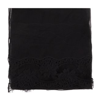 Dolce & Gabbana Pa&ntilde;uelo de Seda con Adorno de Encaje - Accessories - Mujer - Negro - ONE SIZE