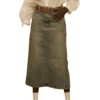 The Great. Womens The Column Skirt In Monterey Wash