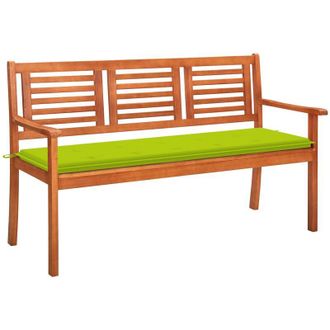 vidaXL Banco De Jard&iacute;n 3 Plazas Madera Maciza Eucalipto Y Coj&iacute;n 150 Cm Vidaxl