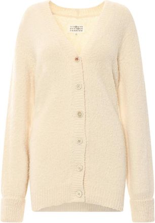 Maison Margiela Witte Sweater met Geborduurd Monogram - Dames - Vesten - Wit - S - Katoen - Truien & Vesten