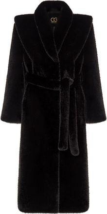 Cesare Gaspari Matrix Riemen Faux Fur Jas - Dames - Jas met riem - Zwart - M - Leer - Jassen