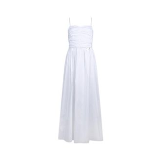 Liu Jo Gestructureerde Poplin Maxi-jurk - Dames - Jurken - Wit - Maat: M Katoen