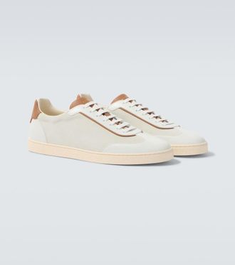 Brunello Cucinelli Leather-trimmed suede sneakers