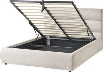 Beliani Cama matrimonial de tejido gris 140x200