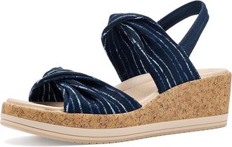 Life Stride Riley Slingback Sandals Womens Wedge Shoes Navy/Blue : 9.5 M (B), Textile