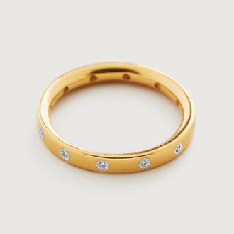 Monica Vinader Skinny Diamond Crown Ring, Gold Vermeil on Silver