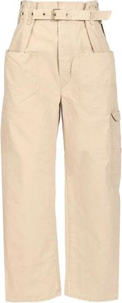 Isabel Marant Mathilda Trousers - female - Marant &eacute;toile - Wide Trousers - Beige - XS - Trousers