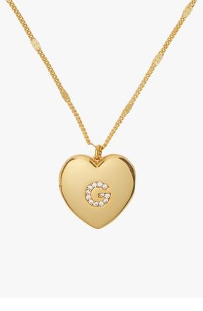 Kate Spade New York crystal initial heart locket necklace in Clear/Gold. at Nordstrom
