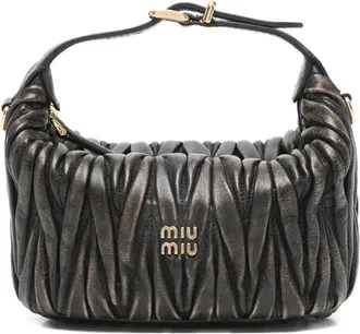 Miu Miu Mini Matelass&eacute; Logo-detail Shoulder Bag