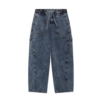 Alaia Loose-fit Jeans, female, Blue, Size: 2XS Snow Denim Cargo Jeans