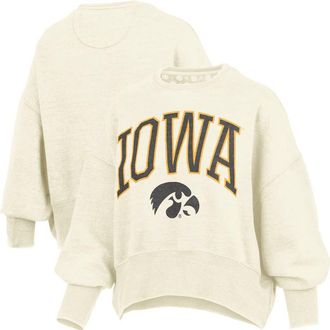 Pressbox Womens Pressbox Natural Iowa Hawkeyes Oversized Waist-Length Crewneck Sweatshirt at Nordstrom, Size Xx-Large