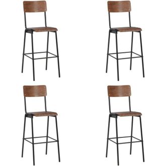vidaXL Vidaxl - Taburetes De Cocina 4 Unidades Madera Contrachapada Y Acero